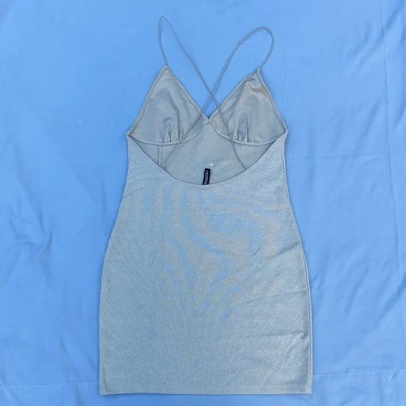 DIVIDED H&M  Elegant Silver Spaghetti Strap Mini Dress - Picture 2 of 8